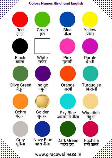 Color's Name In Hindi.